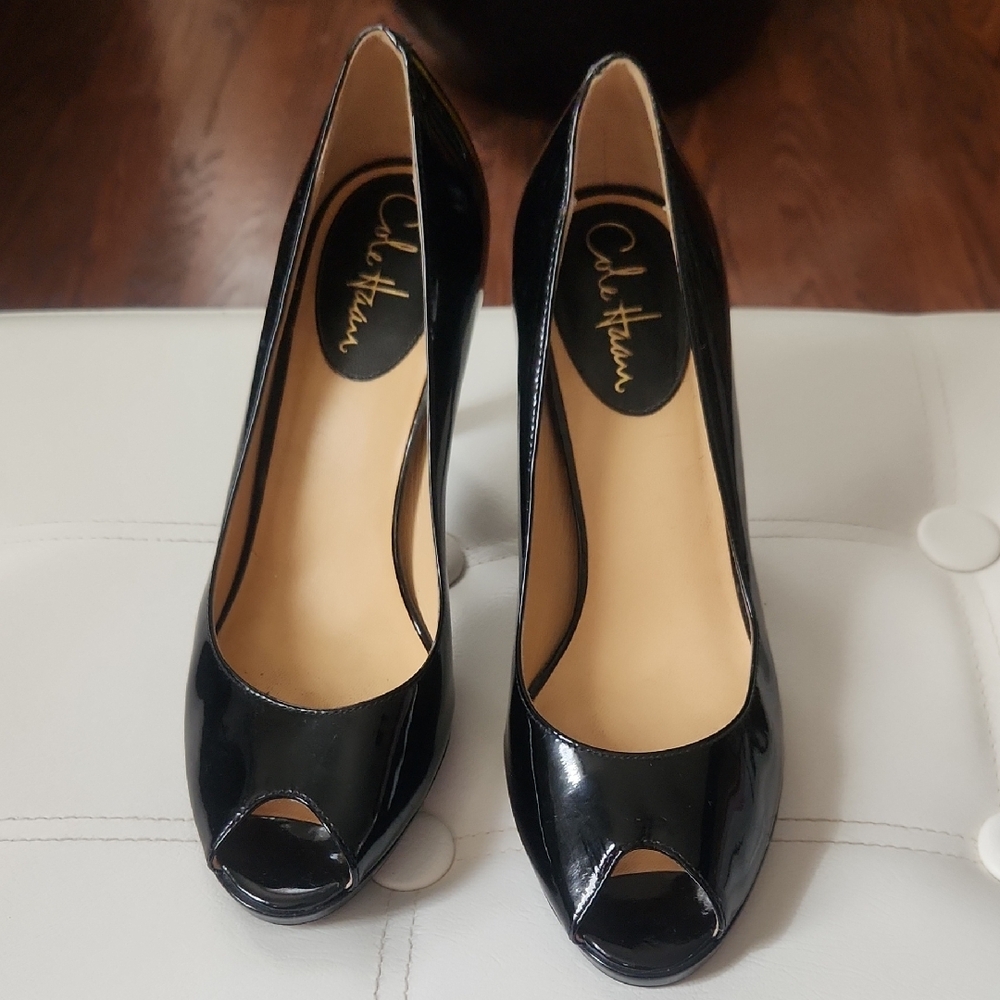 Cole Haan Black Peep Toe Pumps